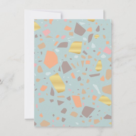 Terrazzo brass inlay modern bruiloft kaart (Achterkant)