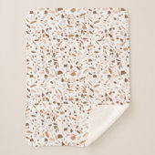 Terrazzo Bruin Beige Wit Neutrale Kleuren Sherpa Deken (Voorkant)