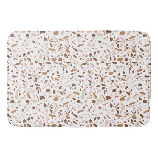 Terrazzo Bruin en Beige en Wit  Badmat (Voorkant)