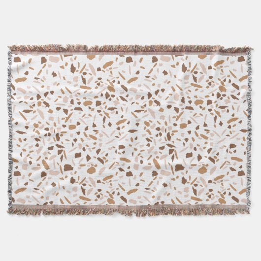 Terrazzo Bruin en Beige en Wit Deken (Voorkant)