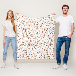 Terrazzo Bruin en Beige en Wit  Fleece Deken
