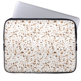 Terrazzo Bruin en Beige en Wit  Laptop Sleeve