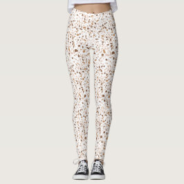 Terrazzo bruin en beige en wit leggings
