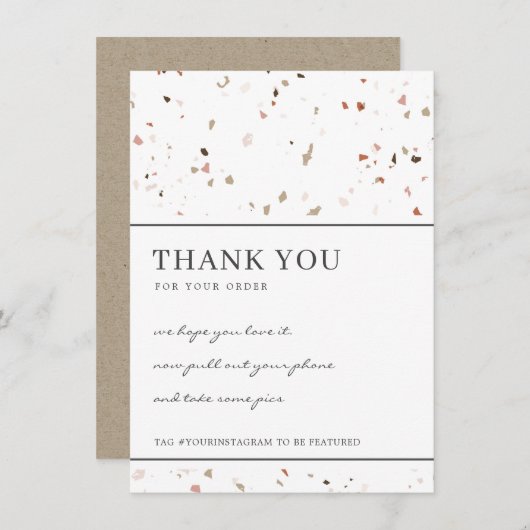 TERRAZZO CERAMIC PATTERN BEDRIJF LOGO BEDANKKAART (Voorkant / Achterkant)