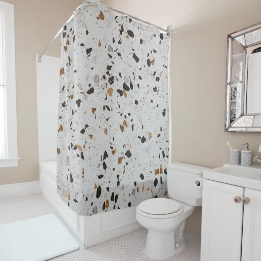 Terrazzo Concert:  abstract ontwerp Douchegordijn (In situ)