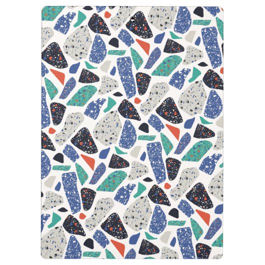 Terrazzo Design stone Patroon Blue, Black, Green Klembord (Achterkant)