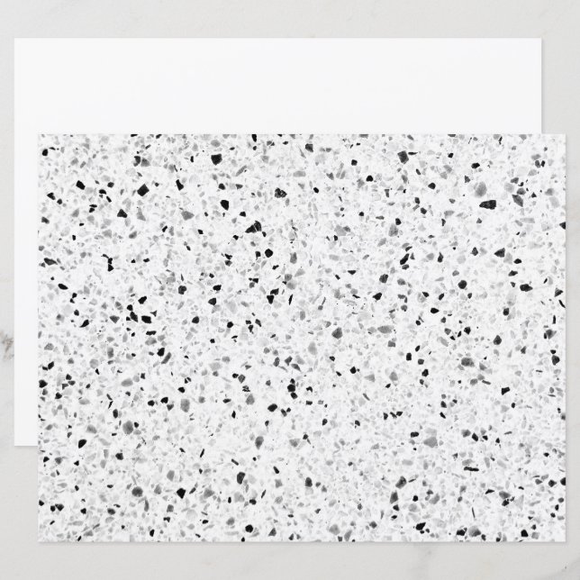 Terrazzo Elegant Black en White Grey Retro (Voorkant / Achterkant)