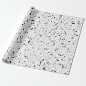 Terrazzo Elegant Black en White Grey Retro Cadeaupapier (Uitgerold)