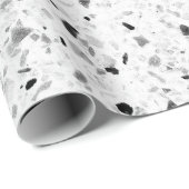 Terrazzo Elegant Black en White Grey Retro Cadeaupapier (Rol Hoek)