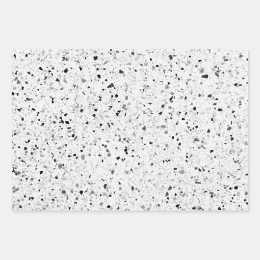 Terrazzo Elegant Black en White Grey Retro Inpakpapier Vel (Voorkant 2)