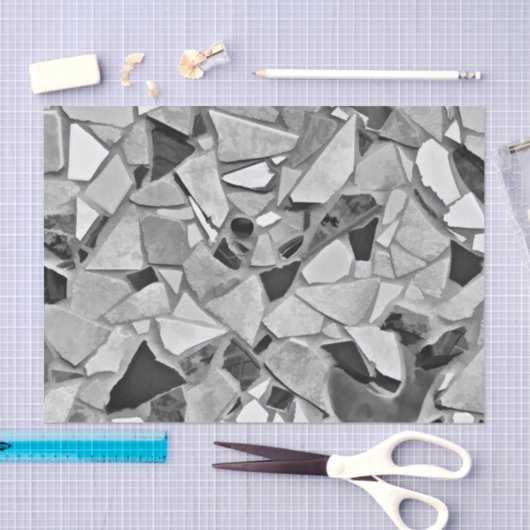 Terrazzo Elegant Black White Grey Pattern Design Tissuepapier (Craft)