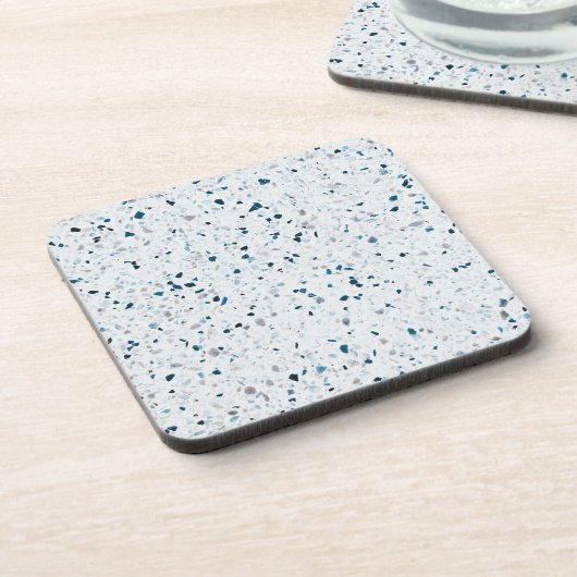 Terrazzo Elegant Blauwgroen Blue Green White Grey  Bier Onderzetter (Linkerzijde)
