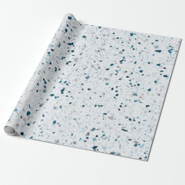 Terrazzo Elegant Blauwgroen Blue Green White Grey  Cadeaupapier