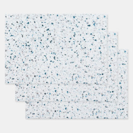 Terrazzo Elegant Blauwgroen Blue Green White Grey  Inpakpapier Vel