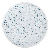 Terrazzo Elegant Blauwgroen Blue Green White Grey  Keramische Knop (Voorkant)