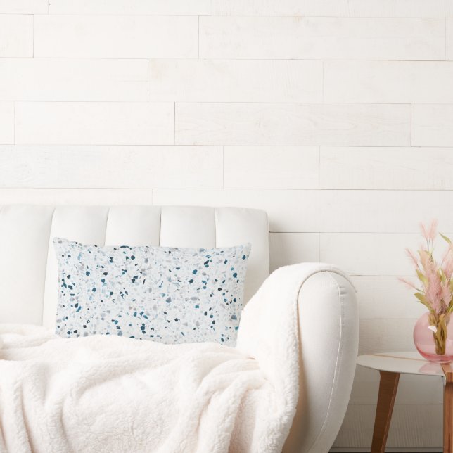 Terrazzo Elegant Blauwgroen Blue Green White Grey  Kussen (Bank)