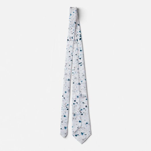 Terrazzo Elegant Blauwgroen Blue Green White Grey  Stropdas (Achterkant)