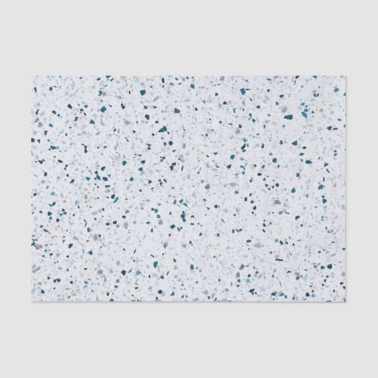 Terrazzo Elegant Blauwgroen Blue Green White Grey Tissuepapier (Voorkant)