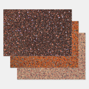 Terrazzo Elegant Brown Tan Brown Retro Inpakpapier Vel