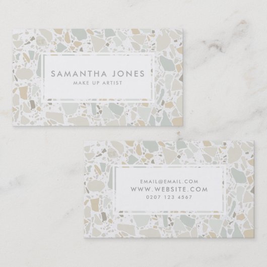 Terrazzo Elegant Stone Simple Modern make Up Visitekaartje (Voorkant / Achterkant)