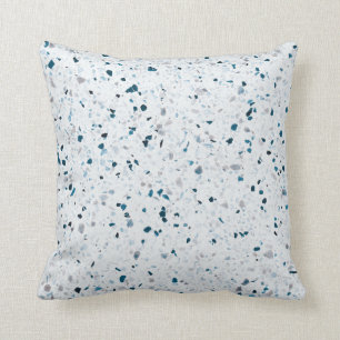 Terrazzo Elegant Turkoois Blauw Groen Wit Grijs Re Kussen