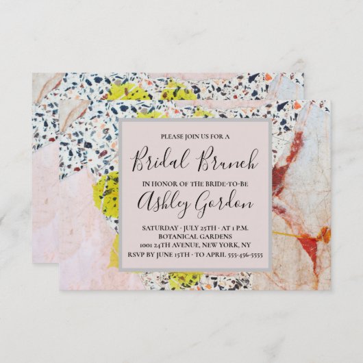 Terrazzo en botanische bruidsbrunch kaart (Voorkant / Achterkant)