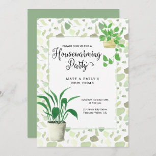 Terrazzo en Houseplant Green Housewarming Party Kaart