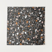 Terrazzo flooring seamless pattern in dark colors. wandkleed (Voorkant (horizontaal))
