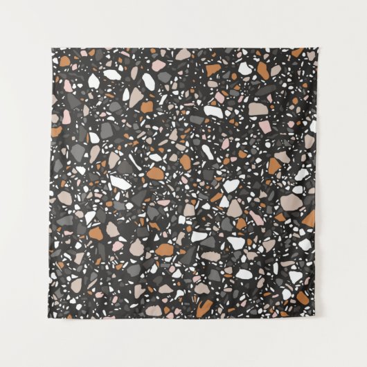 Terrazzo flooring seamless pattern in dark colors. wandkleed (Voorkant)