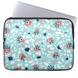 Terrazzo Funny Geometric Pattern met ogen Laptop Sleeve