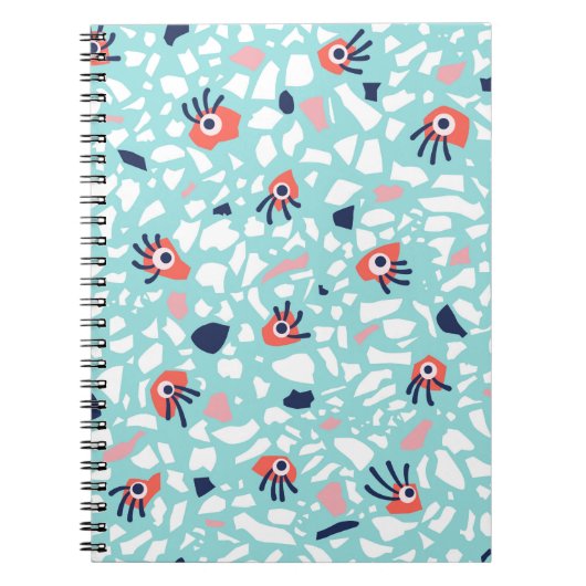 Terrazzo Funny Geometric Pattern met ogen Notitieboek (Voorkant)