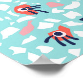 Terrazzo Funny Geometric Pattern met ogen Poster (Hoek)