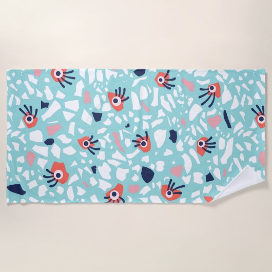 Terrazzo Funny Geometric Pattern met ogen Strandlaken (Voorkant)