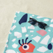 Terrazzo Funny Geometric Pattern met ogen Strandlaken (In situ)