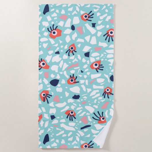 Terrazzo Funny Geometric Pattern met ogen Strandlaken (Voorkant)