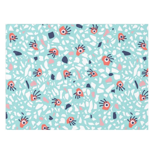 Terrazzo Funny Geometric Pattern met ogen Tafelkleed (Voorkant (Horizontaal))