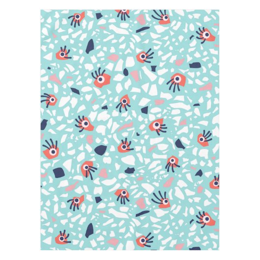 Terrazzo Funny Geometric Pattern met ogen Tafelkleed (Voorkant)
