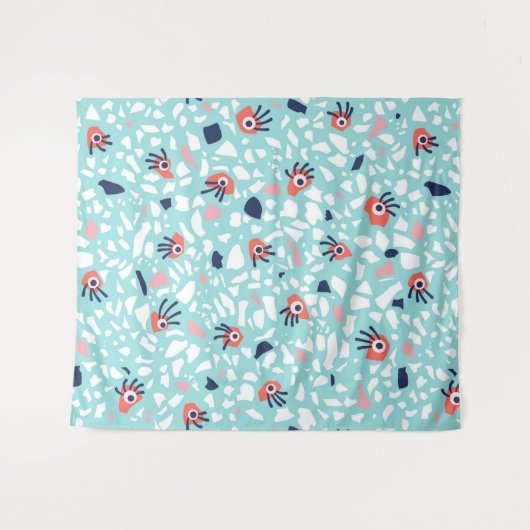 Terrazzo Funny Geometric Pattern met ogen Wandkleed (Voorkant (horizontaal))