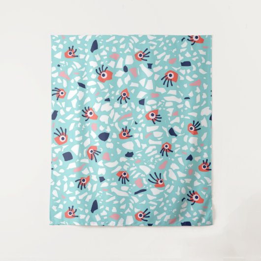 Terrazzo Funny Geometric Pattern met ogen Wandkleed (Voorkant)