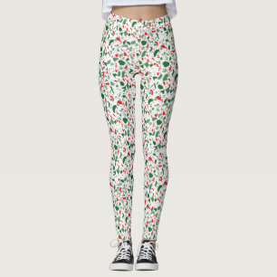 Terrazzo Green Red Kerstpattern Holiday Leggings