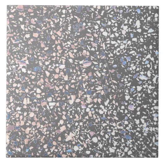 Terrazzo Grijs Blauw Pastel Minimale Moderne Steen Tegeltje (Voorkant)