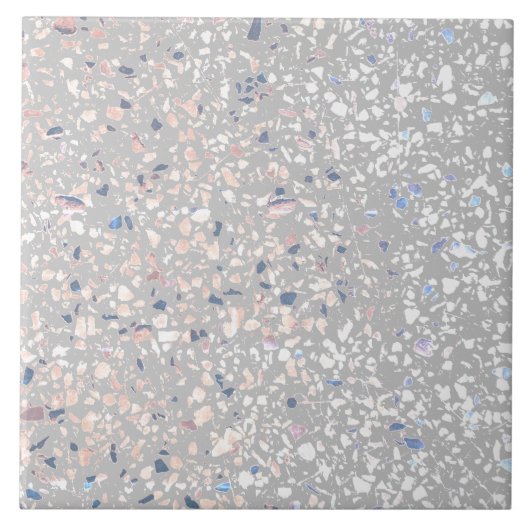 Terrazzo Grijs Wit Pastel Minimaal Modern Steen Tegeltje (Voorkant)