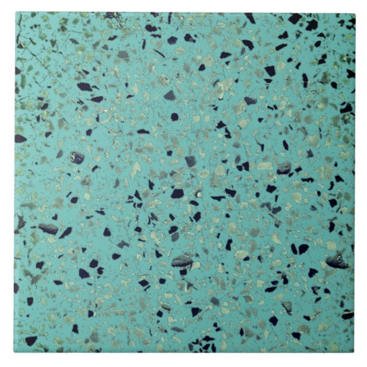 Terrazzo Groen Blauwgroen Minimal Modern Stone Pat Tegeltje (Voorkant)