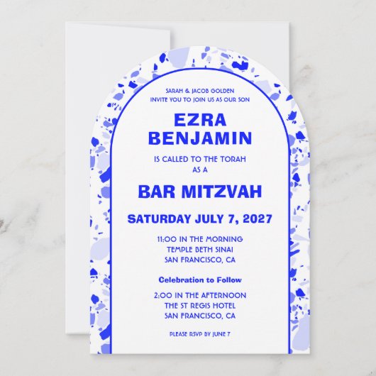 Terrazzo Hand getrokken Custom Bar Bat Mitswa Arch Kaart (Voorkant)