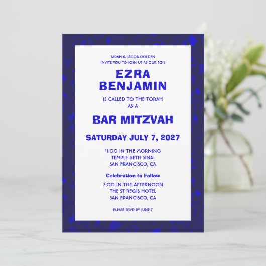 Terrazzo Hand getrokken Custom Bar Bat Mitswa Kaart (Staand voorkant)