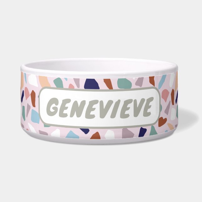 Terrazzo Hond Kat Pet Voerbakje (Voorkant)