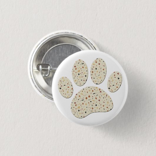 Terrazzo Hond Pawprint Patroon Kunst Ronde Button 3,2 Cm (Voorkant /achterkant)