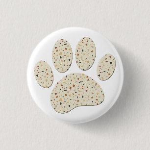 Terrazzo Hond Pawprint Patroon Kunst Ronde Button 3,2 Cm