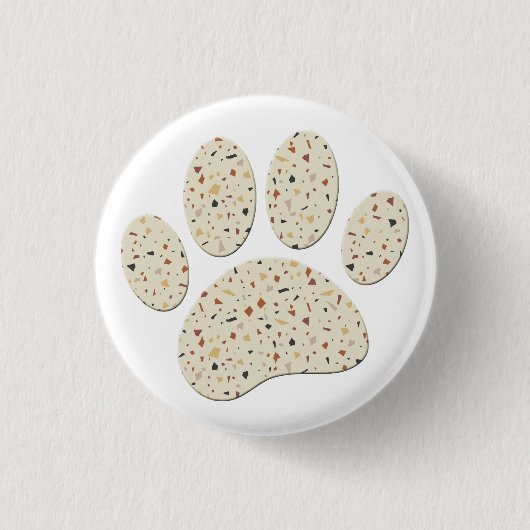 Terrazzo Hond Pawprint Patroon Kunst Ronde Button 3,2 Cm (Voorkant)