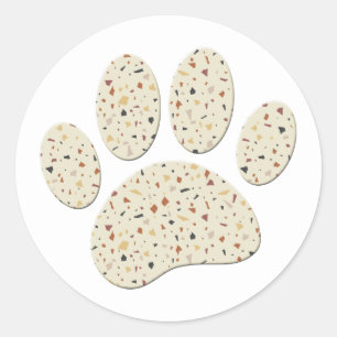 Terrazzo Hond Pawprint Patroon Kunst Ronde Sticker